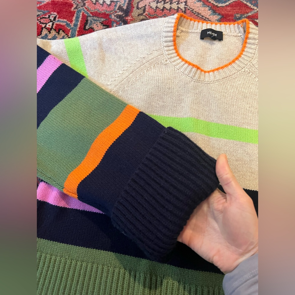 ME+EM Wool and Cashmere Multicolor Striped Sweater— Womens Large - Picture 10 of 11